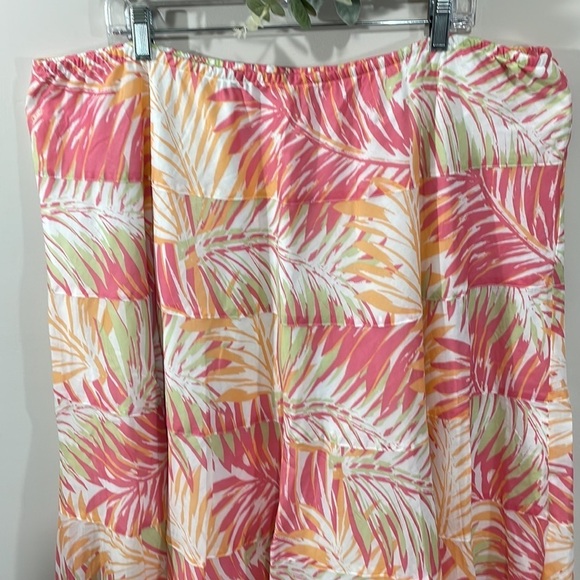 Ruby Rd. Woman A-Line Maxi Tiered Pull On Skirt Palm Fronds 24W - Picture 2 of 14